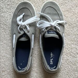 Sperry Gray and White Sneakers with Canvas Upper